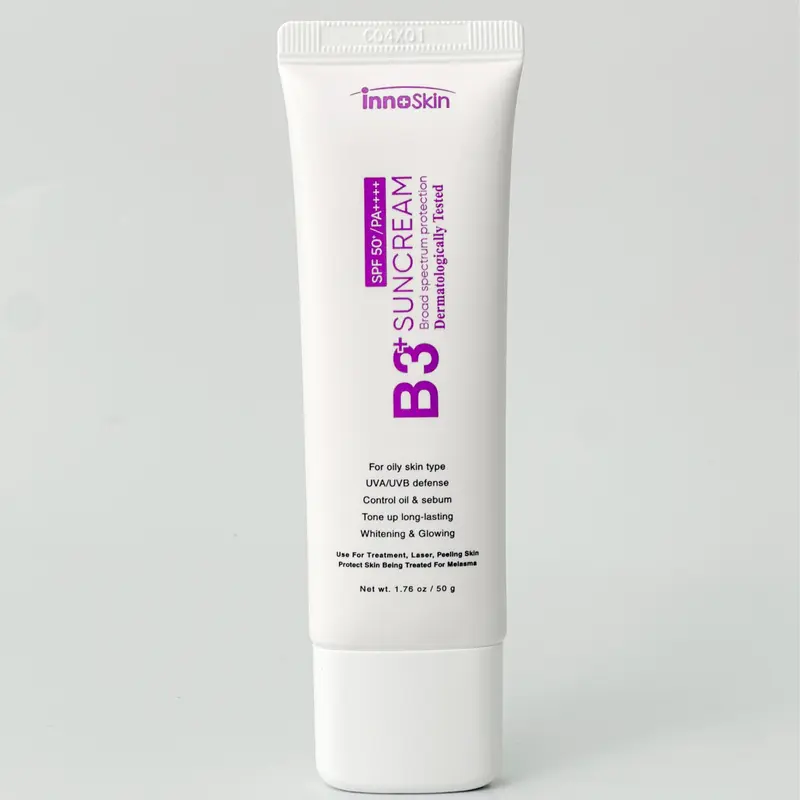 [RRR] [Innoskin] V11 - 1 tuýp kem chống nắng innoskin B3 tím (bản kiềm dầu) tặng 5 mask whitening Hàn Quốc 2