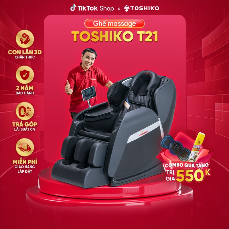 Ghế Massage Toshiko T21, Tải Trọng 150kg, Con Lăn 3D, Kích Thước 112x75x105cm, Bảo Hành 2 Năm, Giao Hàng Toàn Quốc
