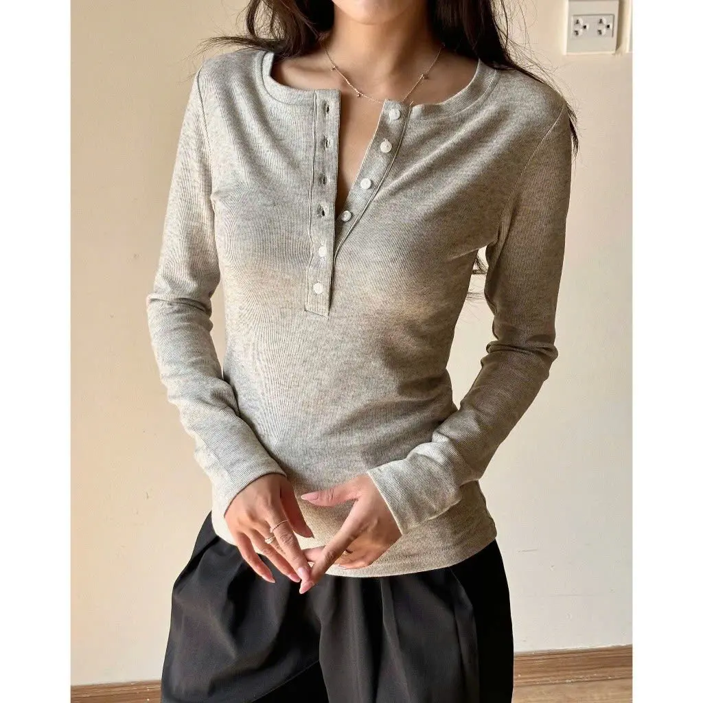 Áo Thun Nữ Tay Dài 6 Cúc Mẫu Mới Vải Thun Lông Thỏ Cao Cấp Loại 1 Dày Dặn Mịn Màng Chuẩn Form m129