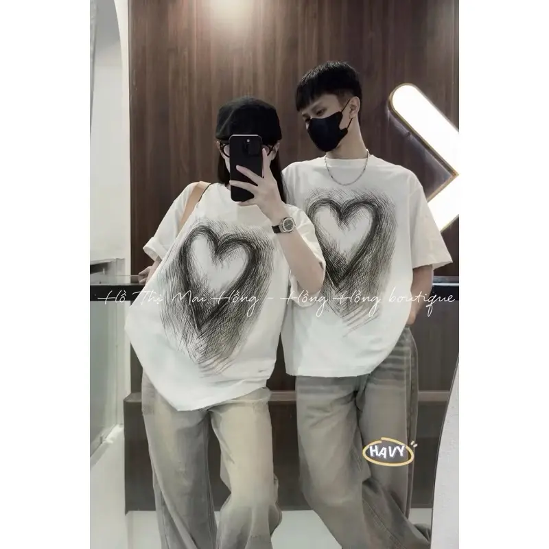 [HUMI] Áo Phông Trái Tim In Full Cotton Hai chiều #P79