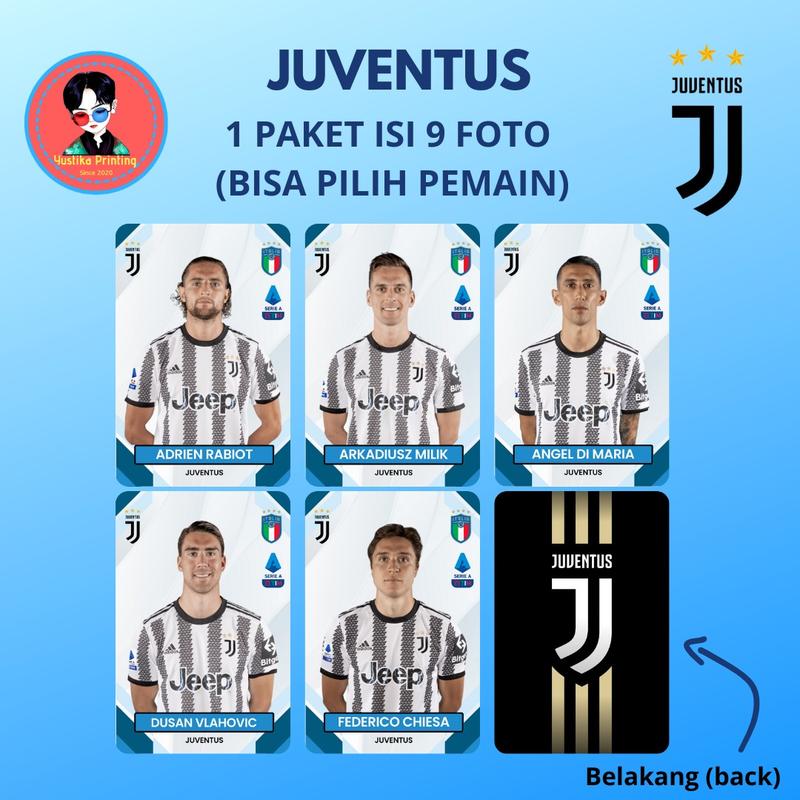 Photocard Kartu Bola Juventus - Adrien Rabiot Angel Di Maria Arkadiusz Milik Dusan Vlahovic Federico Chiesa 0
