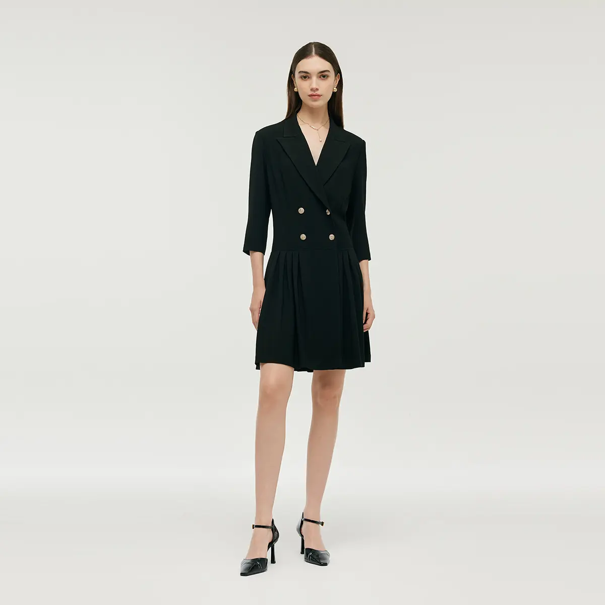 Acetate Pleated Women Mini Dress