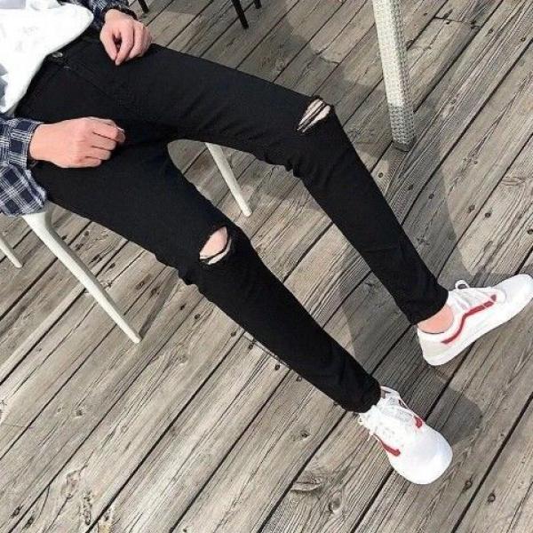 Quần Dài Jean Thương Hiệu Thời Trang Phong Cách Hàn Quốc, Dành Cho Nam Giới, Bộ Sưu Tập Thu Đông, Hàng Mới Về, Dễ Phối Đồ, Hợp Xu hướng, Mỏng Vừa Vặn, Rách, Cổ Điển Đặc Biệt, Quần Thường Ngày 7
