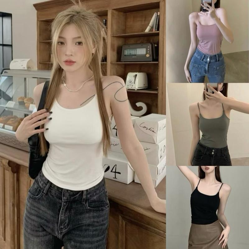 TẶNG QUÀ khi mua Sét 2 Áo 2 Dây thời trang A668 Có Mút Lót Sẵn Dễ Mặc Và Mix Đồ, bra thun mềm mát cho mùa hè, size 40-60/65kg-có bán lẻ 1 áo Top Cotton Nữ Kem Jean Women