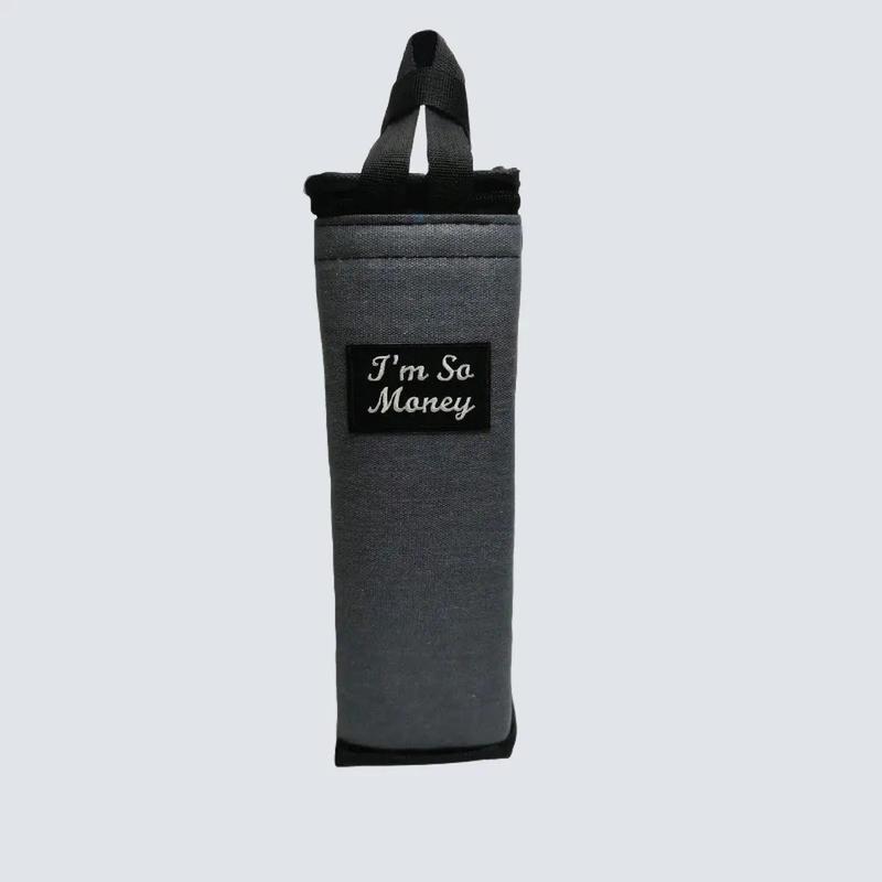Túi bố logo money đựng bình nước giữ nhiệt 1500ml có dây kéo và lớp cách nhiệt - cao 29cm x ngang 10cm x rộng 10cm
