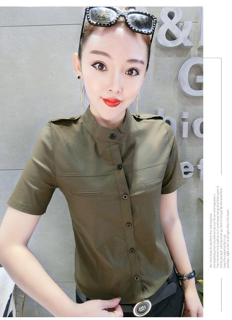 Product Introduction of Áo Sơ Mi Nữ, Thanh Lịch, ngắn Tay, Phong Cách Châu Âu, Bông Co Giãn, Mỏng Vừa Vặn, Mỏng Vừa Vặn, Phong Cách Hàn Quốc, Áo Sơ Mi Ol Nhỏ, Thời Trang, Thích Hợp Cho Mùa Xuân Và Mùa Hè, 2023 3