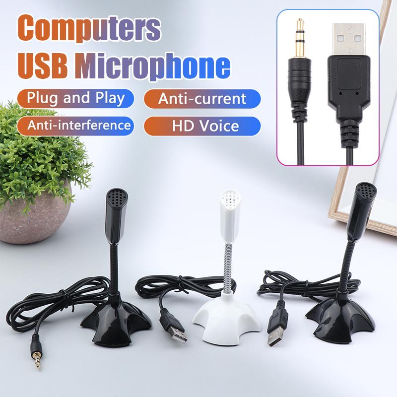 Micro Máy Tính Xách Tay 3.5Mm Mic Chân Đế Để Bàn USB Có Giá Đỡ Thích Hợp Cho Bài Phát Biểu Trong Phòng Thu Hát Chơi Game Phát sóng Trực Tiếp Trực Tuyến