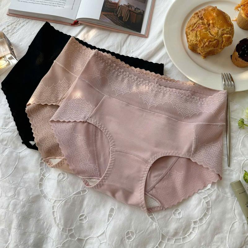 Set Quần Lót Cotton Cạp Cao Phối Ren Hông Q8218 Nữ - THỦY BIKINI Women 8