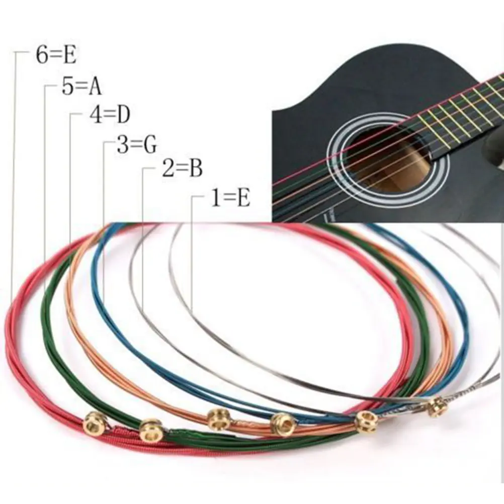 Dây Đàn Màu Cầu Vồng, 6 Chiếc, Phụ Kiện Cho Guitar Acoustic, Hàng Mới Về