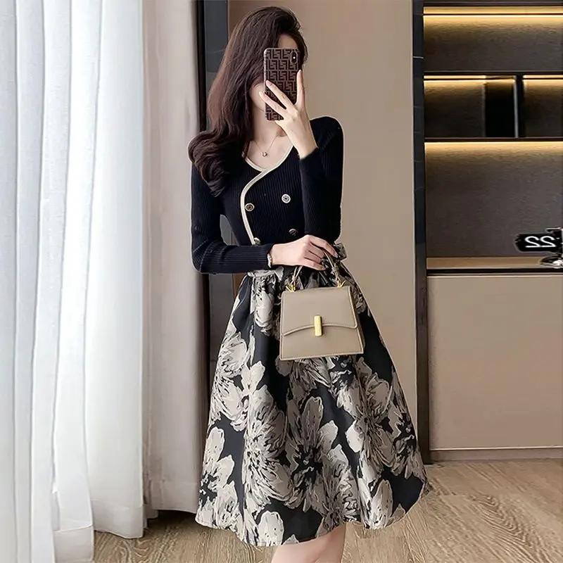 Váy Phong Cách Cổ Điển Gaoding, Phong Cách Phương Tây Và Pháp, Thanh Lịch, Cao Cấp Và Giá Cả Phải Chăng, Sang Trọng, Phong Cách Xã Hội, Bó Sát, Váy Dài Trung Bình Thích Hợp Cho Năm 2025 Nữ Women