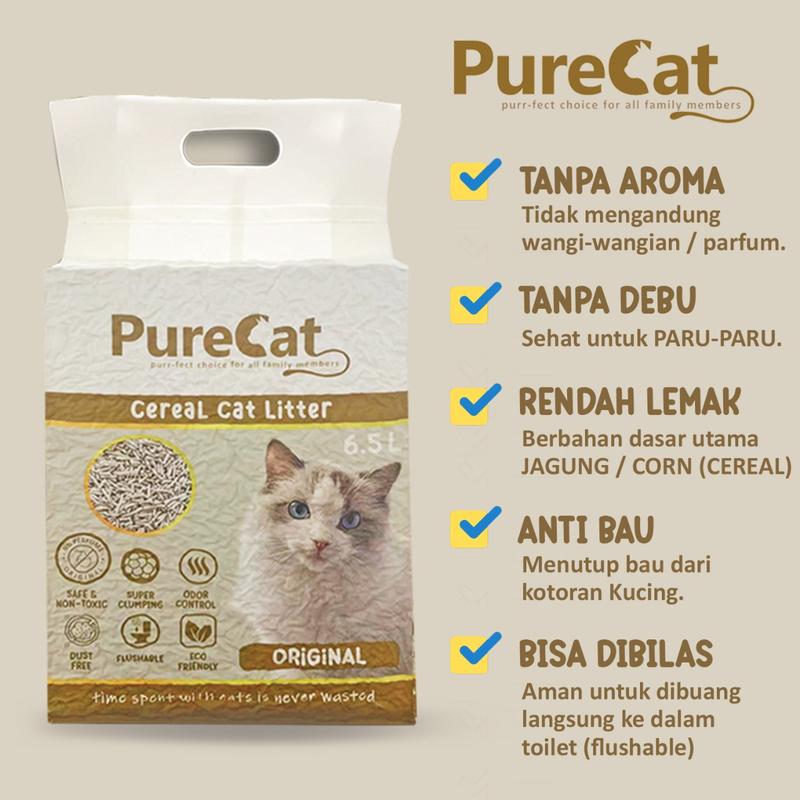 [BELI 5 GRATIS 1] PURECAT Pasir Kucing Cereal Original Tofu Cat Litter Tanpa Aroma 1