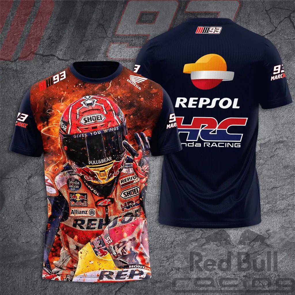 Marc Marquez 93 Repsol Honda MotoGP team HRC unisex casual T shirt summer 3D print men women wear tee top