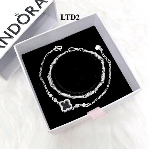 Lắc tay đôi nam/nữ cỏ 4 lá bạc ta Hera Jewelry LTD1-2 - Phụ Kiện