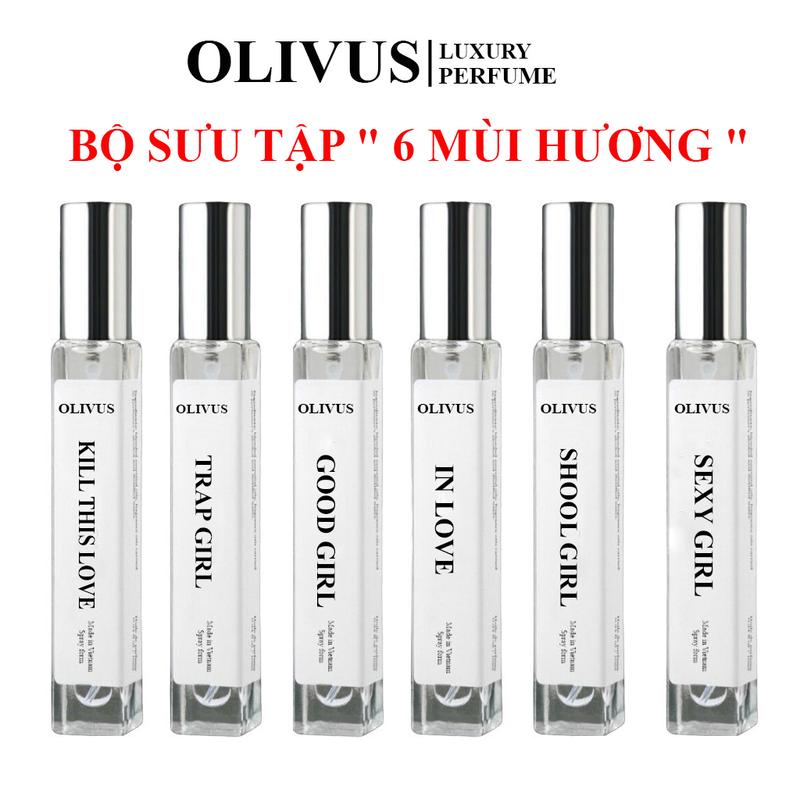 BỘ SƯU TẬP 6 MÙI HƯƠNG NƯỚC HOA NỮ OLIVUS cá tính,nhẹ nhàng,ngọt ngào,quên rũ,trưởng thành, sang trọng Perfume Cosmetic Women Xịt Thơm Women Xịt Thơm