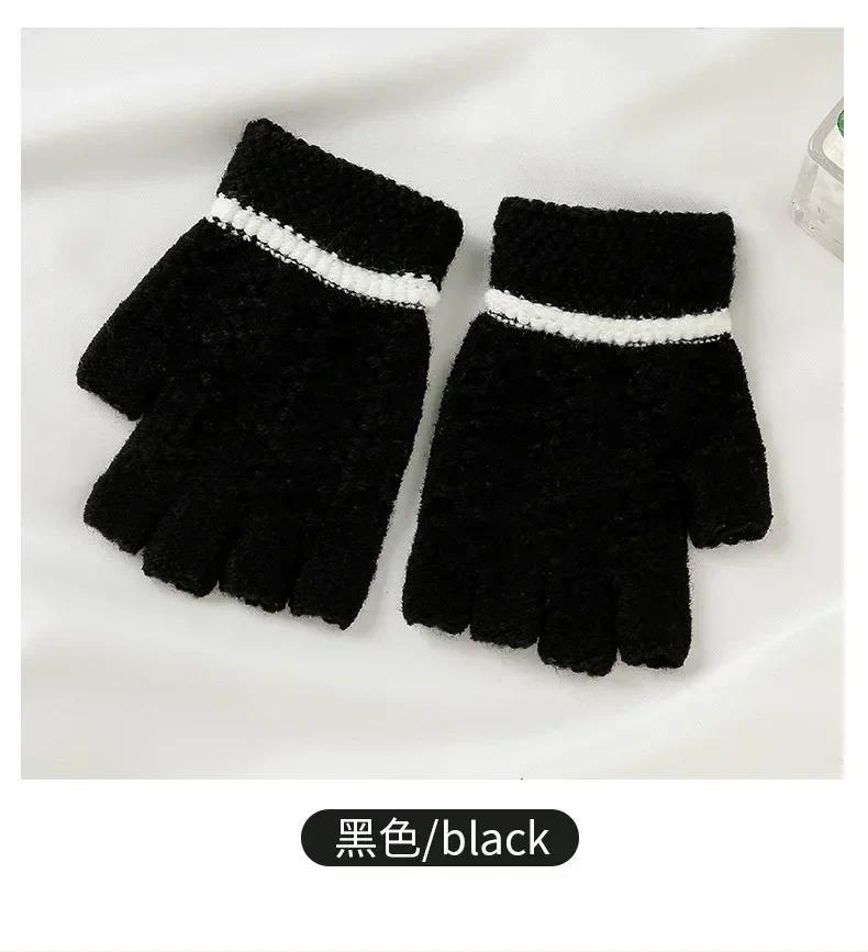 Product Introduction of Winter Warm Half Finger Gloves Jacquard Knitted Gloves for Students Writing Kids Fingerless Gloves Children Boys Girls 4-8T 11