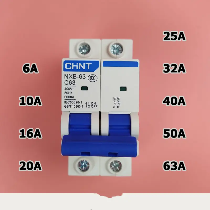 Aptomat CHINT NXB-63 bộ ngắt mạch CB tép MCB 220V 2P 6A 10A 16A 20A 25A 32A 40A 50A 63A 7