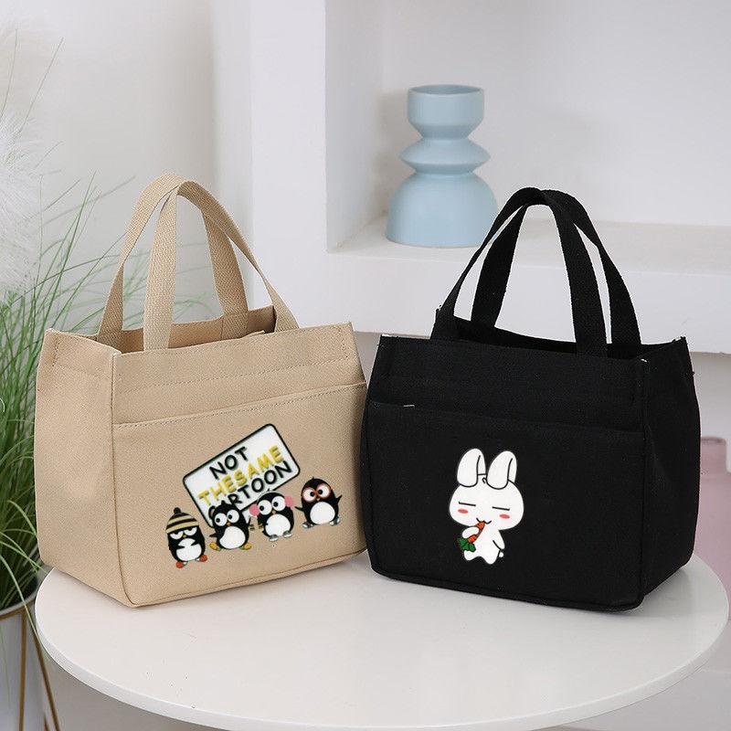 Product Introduction of New Canvas Handbag Large Capacity Simple Office Worker Student All-Match Lunch Box Mummy Work Bento Canvas Bag 4