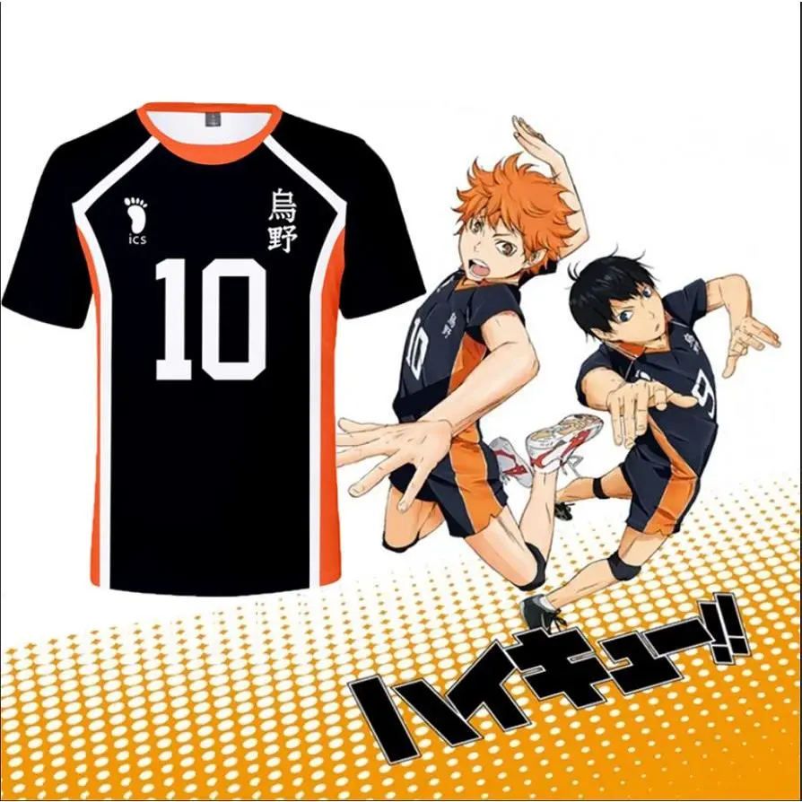 Haikyuu!! Costume Cosplay Karasuno High School T-shirt Short Sleeve Sport TobioTop Shoyo Tee Fabric Menswear Clothing Casual Polyester Lingerie Wetsuit Tropical