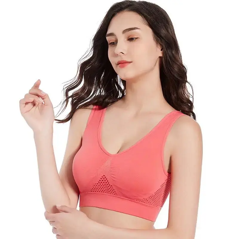 M-6XL Women Hollow Out Fitness Yoga Sports Bra For Running Gym Padded push up Seamless Top Athletic Vest brassiere 4