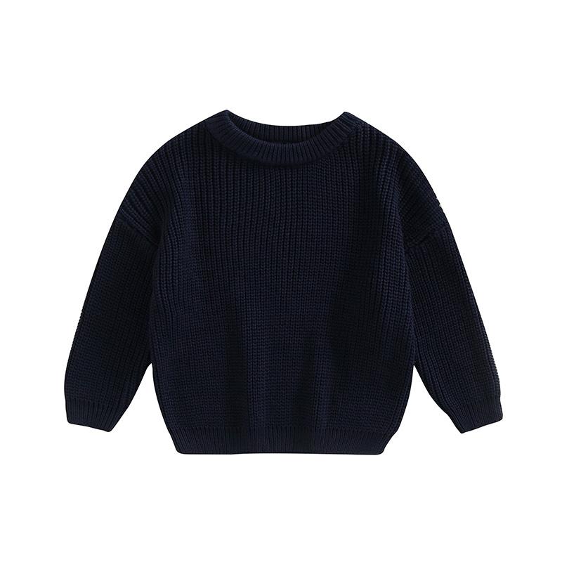 Product Introduction of Toddler Baby Round Neck Sweaters, Long Sleeve Solid Color Loose Knitted Pullovers 68