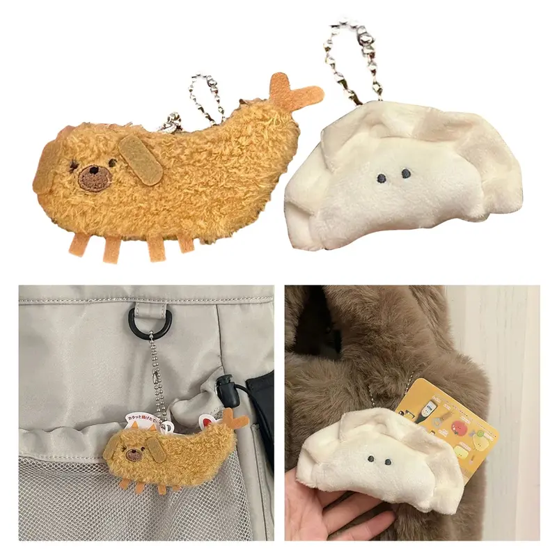 Dây Chuyền Chìa Khóa Mặt Dây Chuyền Bánh Bao Tempura, Chất Liệu Nhồi Bông Búp Bê Nhồi Bông Hoạt Hình, Móc Khóa, Trang Trí Túi 1