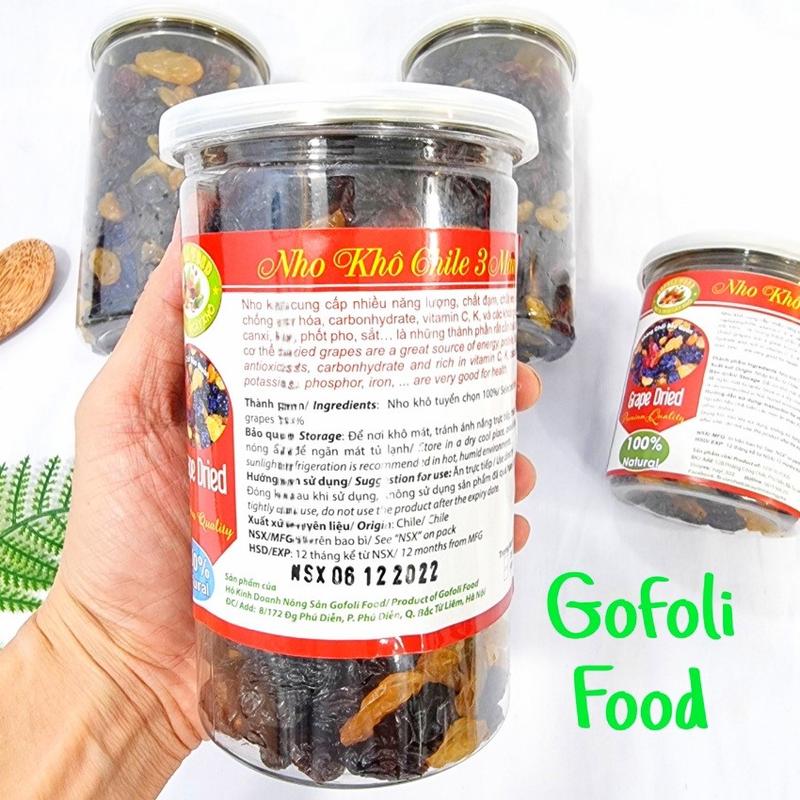 Nho khô Chile 3 màu loại 1, trái to, dẻo thơm ngon, ngọt tự nhiên, không đường 500g, Gofoli Food 7