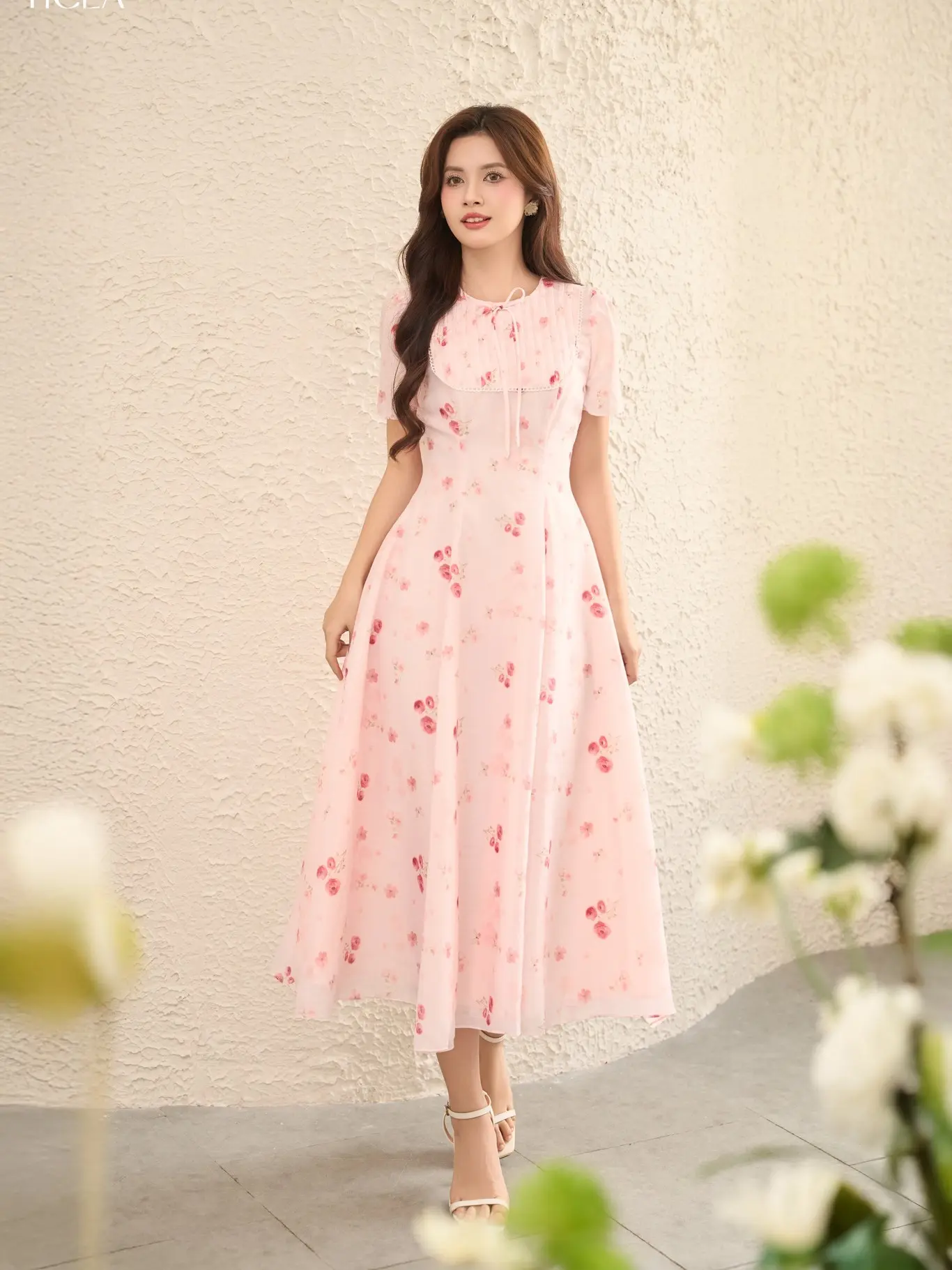 TIELA Đầm váy hoa cổ tròn-Elena Dress