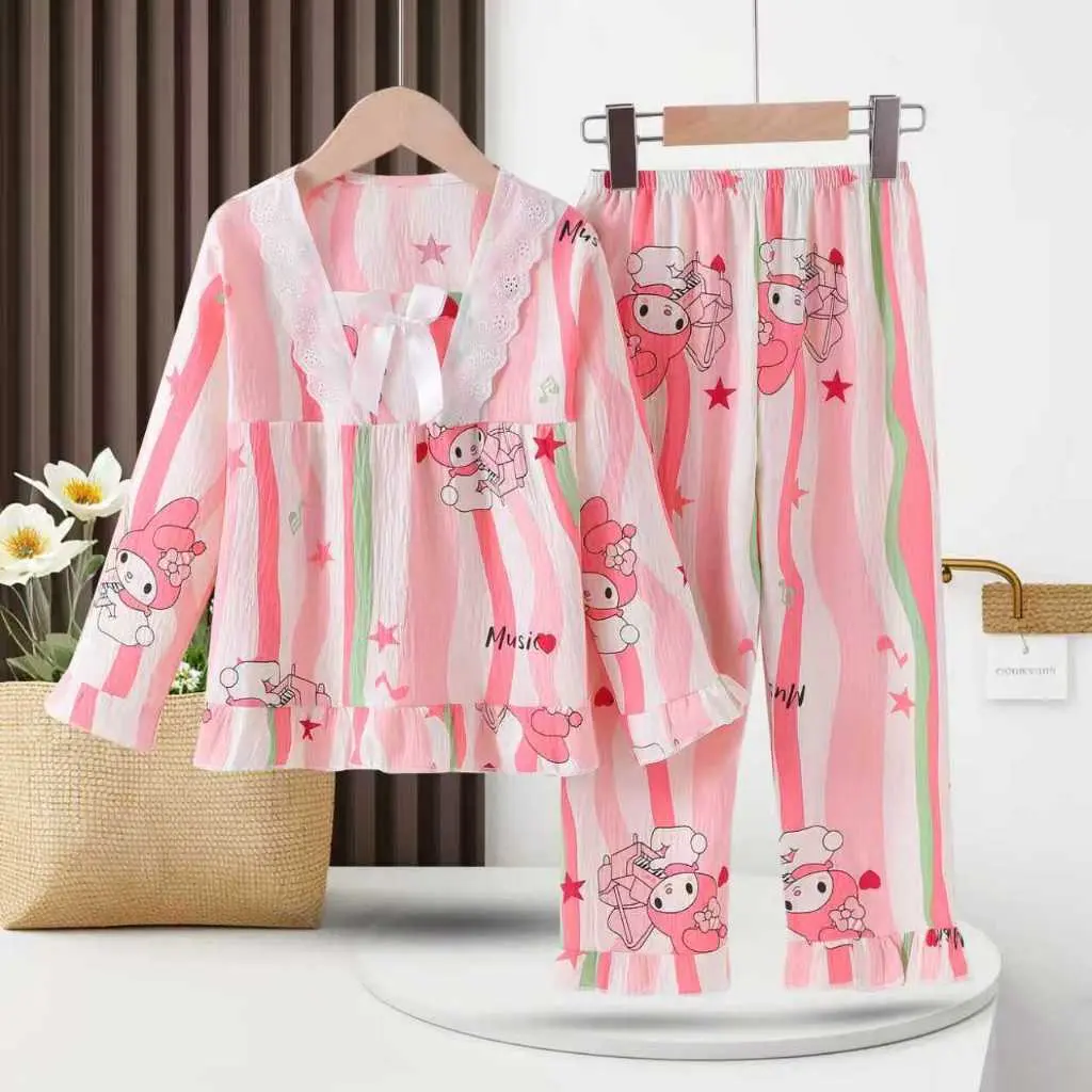 baju tidur renda lengan panjang 1128