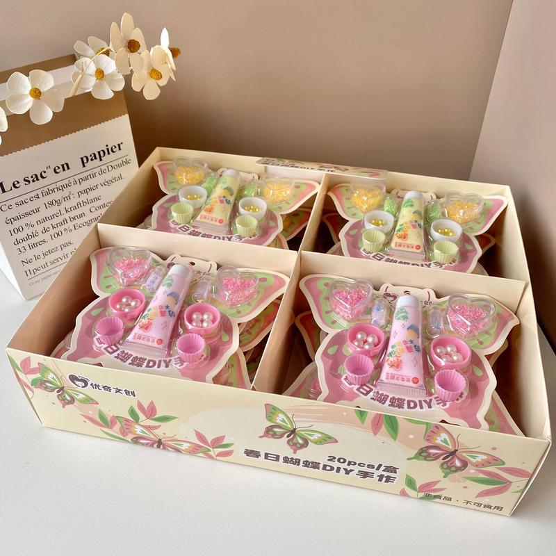 Product Introduction of Children's Stress Relief Toy Spring Butterfly DIY Cream Glue Cartoon Cute Children's Educational Handicraft Toy 3