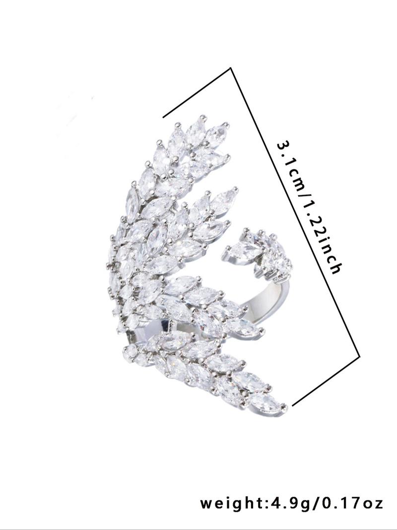 Product Introduction of Tree Branch Design Artificial Zircon Inlaid Cuff Ring, Fashion Accessories for Women, Trendy All-match & Exquisite Jewelry for Birthday Gift 1