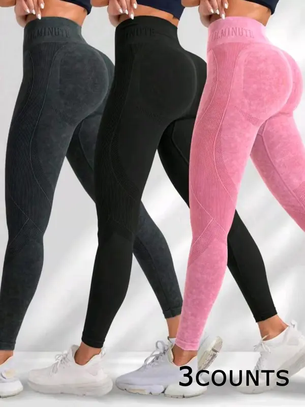 Women's Solid High Waist Sports Leggings, Casual Comfy Breathable Butt-lifting Skinny Pants for Yoga Gym Workout Running, Ladies Sportswear for All Seasons 6