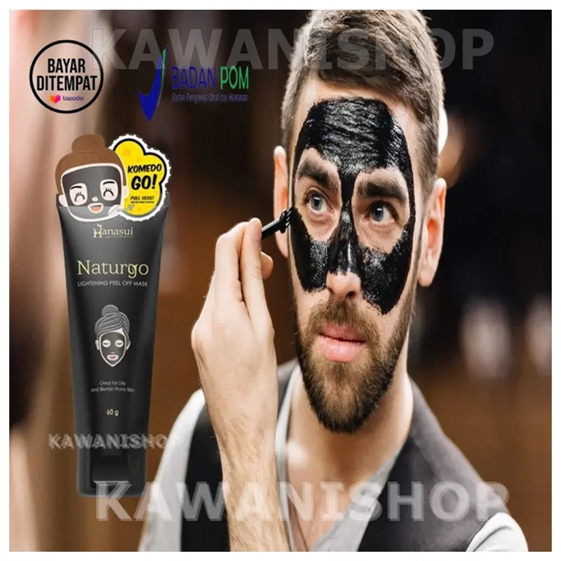 Masker Pria Pemutih Kulit Wajah Glowing Hanasui Naturgo Masker Wajah Hilangkan Komedo dan Jerawat Masker Wajah Pria Dan Wanita Masker Muka Lumpur Hitam Original BPOM Bisa COD Bayar Ditempat 0
