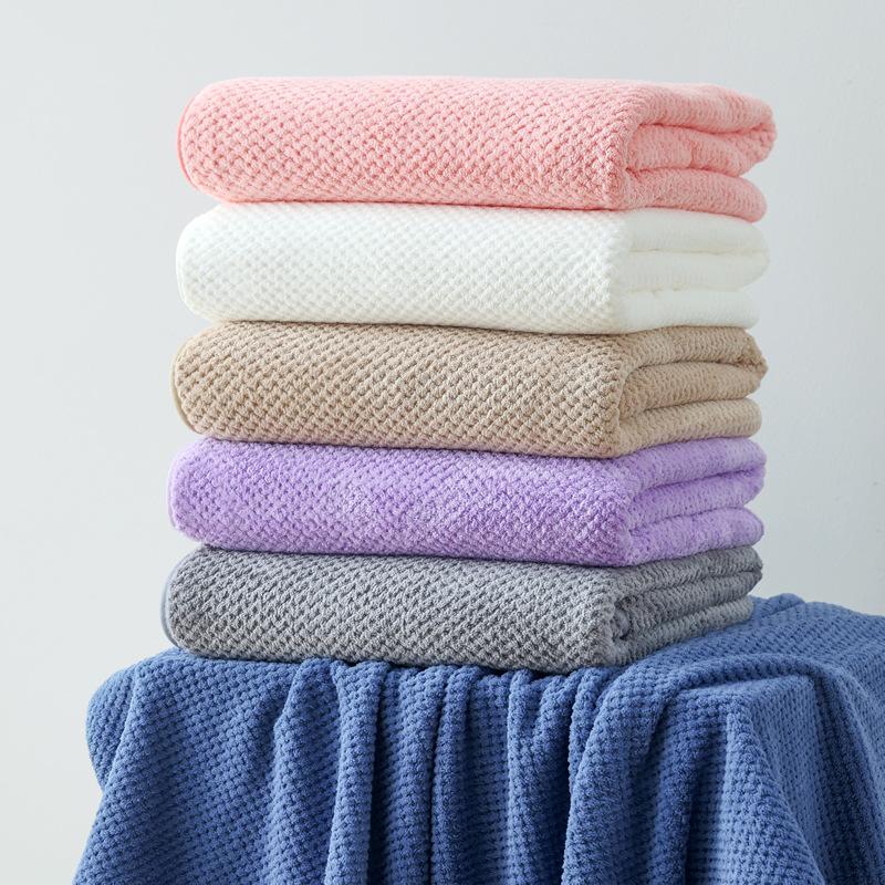 YJB-02【ขนาด170x90ซม.】ผ้าเช็ดตัว ผ้าขนหนูรังผึ้ง ใส่อาบน้ำได้ สีพื้น นุ่มไม่บาดผิว