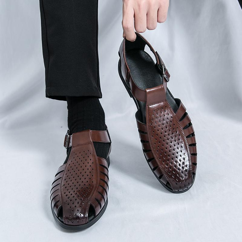 Product Introduction of Dép Ngư Dân Cho Nam, Giày Mùa Hè, Da Màu Đen, Phong Cách Thường Ngày 20