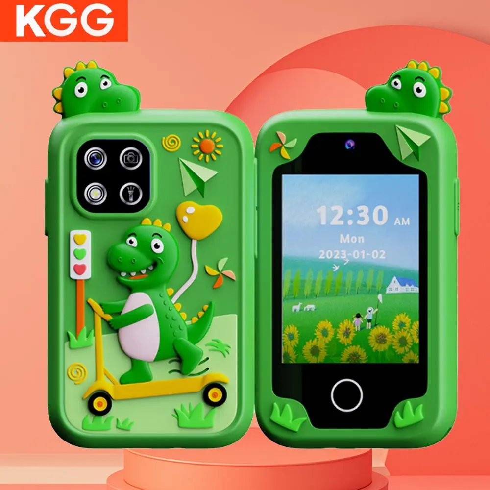 KGG Cute Cartoon Dinosaur Design Phone, Multi-functional Student Electronic Learning Mobile Education Toys, Music Camera MP3 Video Player, 20 Puzzle Game Calculator, Gadget