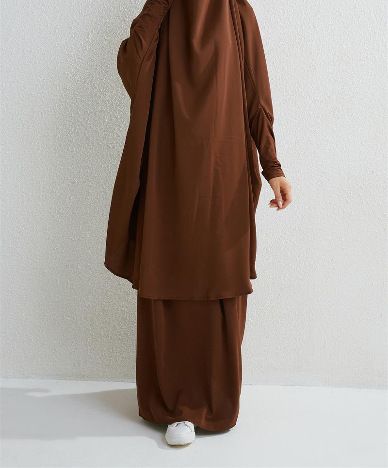 Product Introduction of Two-Piece High-Quality Large Size Clothing, Women's Clothing, Clothing Apparel, Solid Color Long Sleeve Skirt Long Robe 13