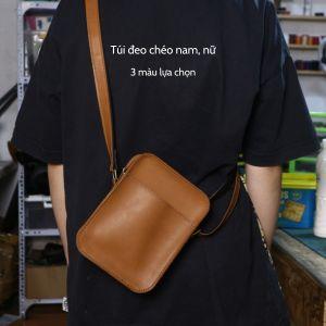 Túi đeo chéo nam, nữ da bò thật. Nhỏ gọn, tiện lợi, phong cách. TD01