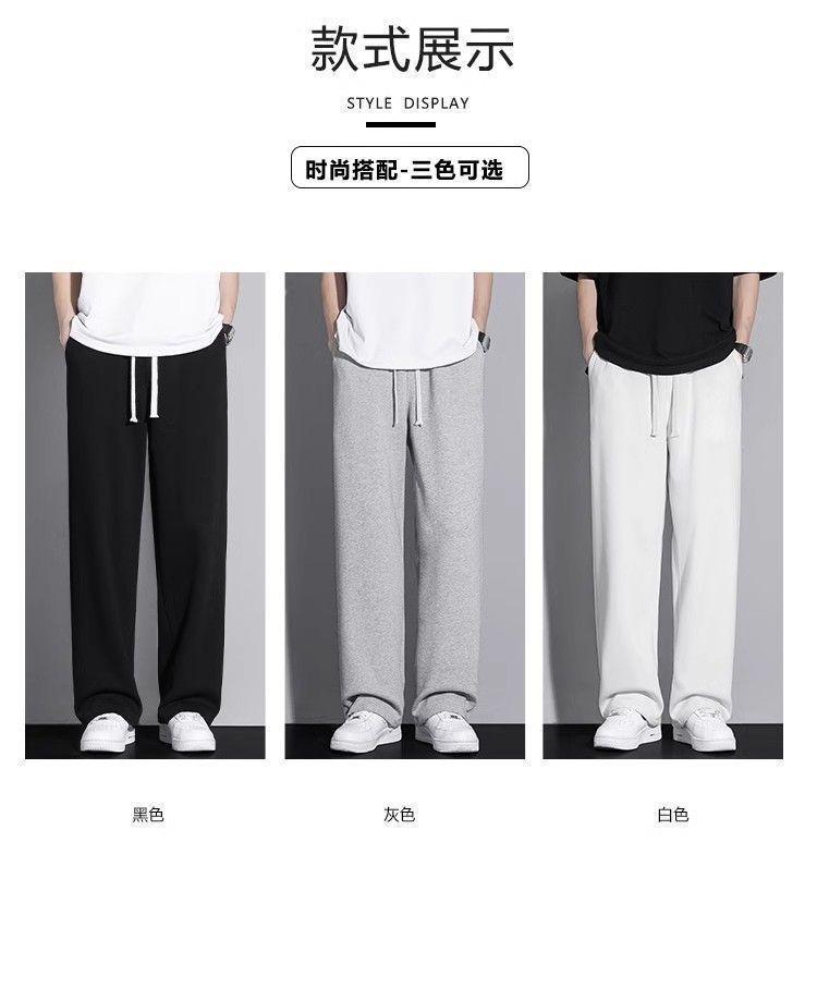 Product Introduction of Quần Nỉ Ống Đứng, Dành Cho Nam Giới, Bộ Sưu Tập Mùa Xuân Và Mùa Hè, Dáng Rộng Vừa Vặn, Phong Cách Hợp Xu hướng Chân Rộng, Dễ Phối Đồ Thích Hợp Cho Học Sinh, Phong Cách Hồng Kông, Eo Co Giãn, Quần Thường Ngày Thể Thao, 2024 5