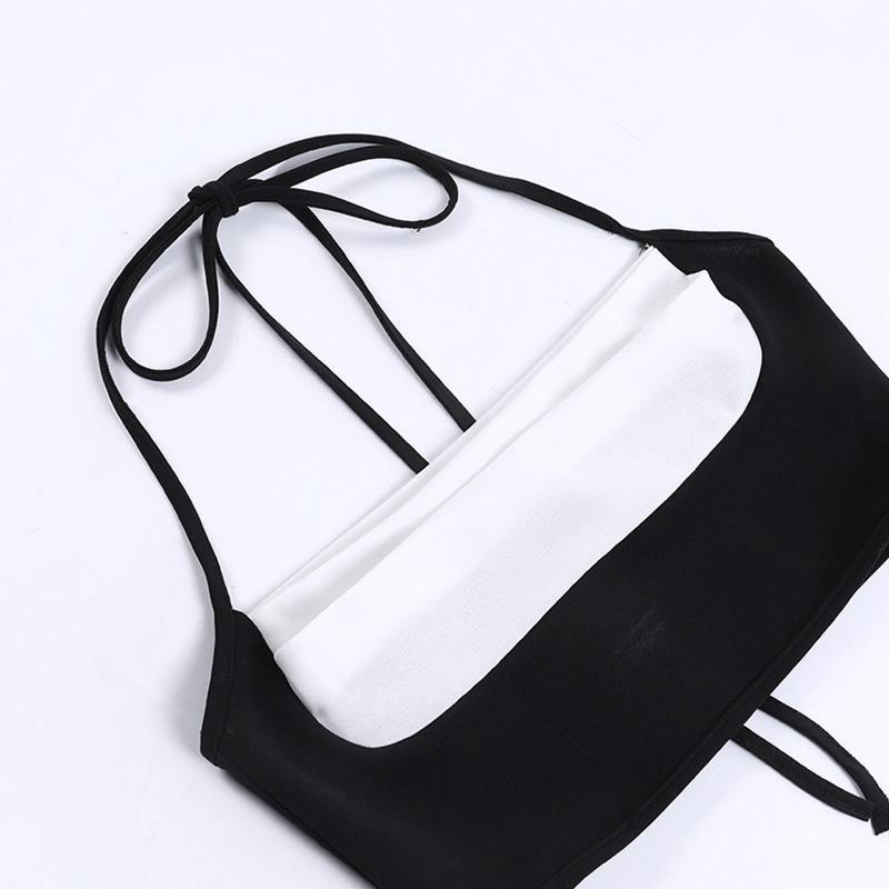 Product Introduction of Women's Tie Halter Cami Tops, Sleeveless Contrast ColorFit Cropped Camisole Womenswear Basic 33