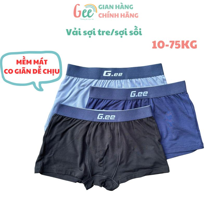 Set 3 quần sịp đùi XANH ĐEN cho bé trai Gee size 10-75kg, quần lót bé trai vải sợi tre mềm mại, thoáng mát, kháng khuẩn, khử mùi