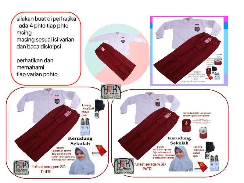 fullset seragam sekolah SD putri Baju Rok Fashion Fashion Anak 0