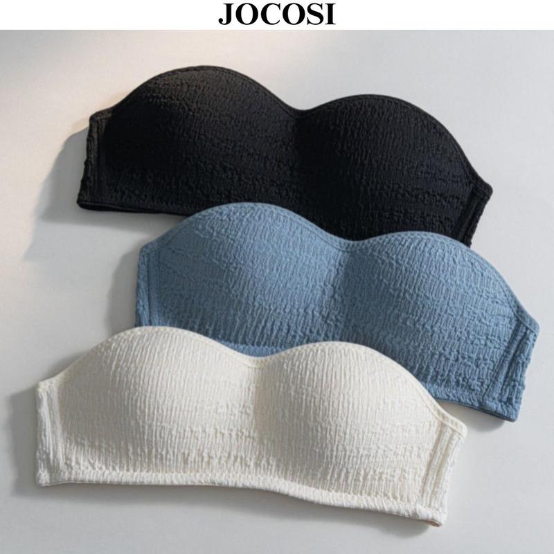 Áo ngực nữ không dây mặc cúp ngực chống tuột, Áo lót không gọng đệm mút mỏng ôm ngực mềm mại thoáng mát JOCOSI A630 Nhung Nho Tua Rua Voi nội  y  nữ