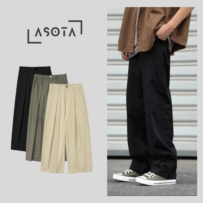 Quần Kaki Nam Form Suông Phong Cách Cá Tính, Quần Kaki Nam Cạp Chun Ống Rộng Xếp Ly, Quần Kaki Nam Thời Trang Style Hàn Quốc, Quần Kaki Nam Hottrend 2024 Menswear