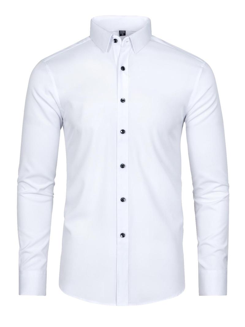 Product Introduction of Men's Slim Basic Button Front Collar Shirt, Long Sleeve Solid Top for Daily Office Work Wear, Men Business Formal Shirt for Spring Fall, Comfort Menswear 6