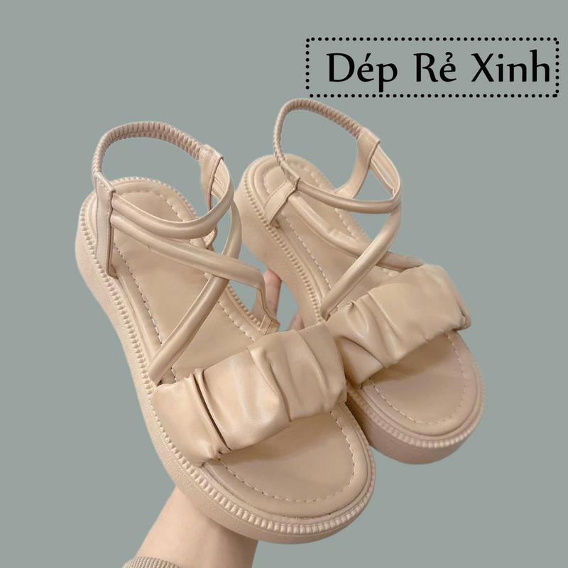 Sandal nữ quai hậu phối nhún bèo tiểu thư