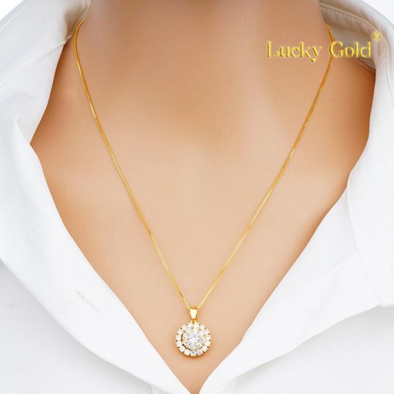 Product Introduction of [Lucky K Gold] 18K Gold Zircon Super Flash Ring Necklace Set No Color Fading Women's Jewelry 76