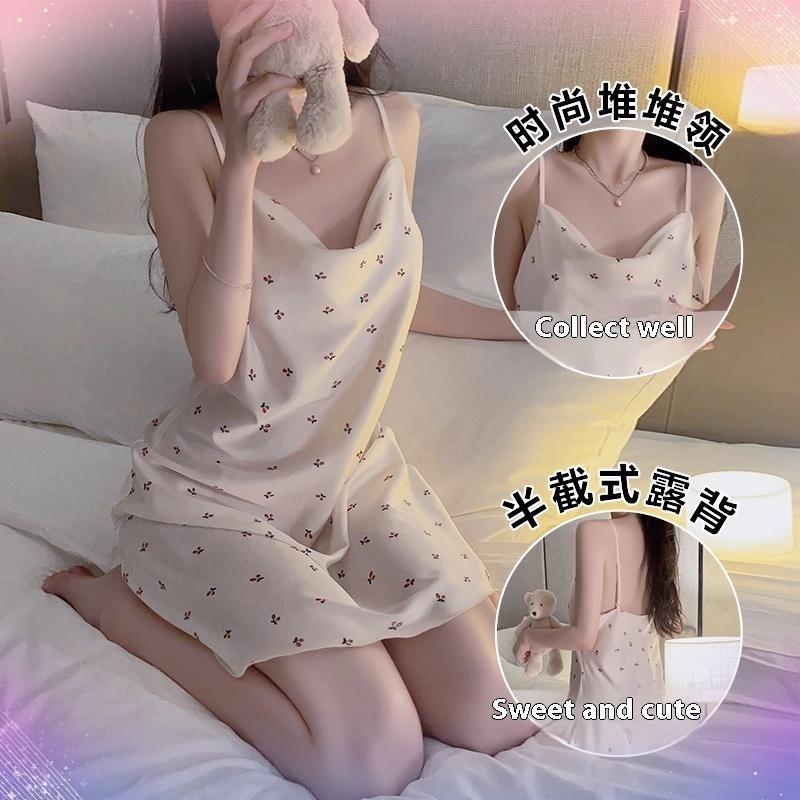 Bộ Váy Ngủ Lụa Gợi Cảm Cho Nữ, Bộ Đồ Ngủ Satin In Họa Tiết Ngọt Ngào, Cổ Áo Đống Cắt Thấp, Hở Lưng, Sling Cong Đơn Giản, Quần Áo Ở Nhà, Đồng Phục Cosplay Giảm Béo Lưng Đẹp, Cám Dỗ Beo Women Umi Dress Đầm Ngủ