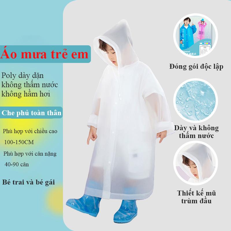 Áo mưa trẻ em YIPAUTO Áo mưa dày che phủ toàn chống mưa toàn thân cho các bé trai bé gái