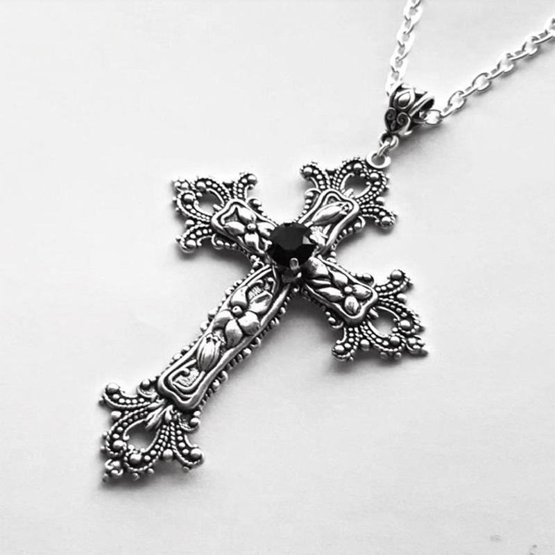 Vòng Cổ Mặt Dây Chuyền Chữ Thập, Phong Cách Cổ Điển Dành Cho Nữ, Phụ Kiện Goth, Dây Chuyền Dài Gothic 4