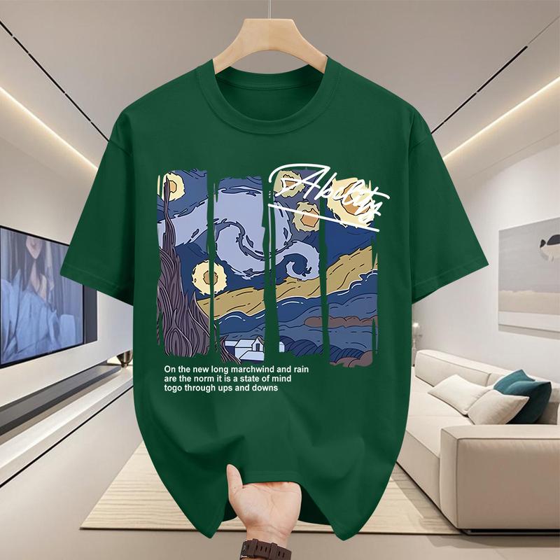 Product Introduction of Áo Thun Cotton Nam, ngắn Tay, Cổ Thuyền In Họa Tiết Minh Họa Nghệ Thuật Trừu Tượng 11
